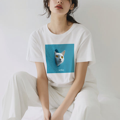 urday【Animal/White Cat/LB】フォトTシャツ(1298002)ホワイト/urday(マミアン)