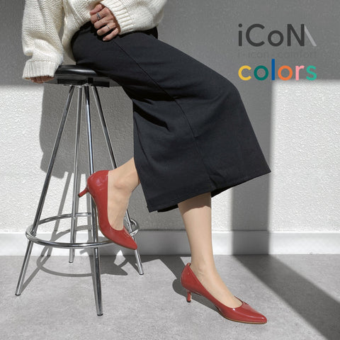 30%OFF:iCoN COLORS:ポインテッドトゥ エナメル パンプス(C57171)ガーネット/mamian(マミアン)