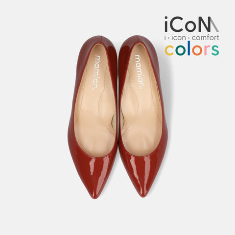 30%OFF:iCoN COLORS:ポインテッドトゥ エナメル パンプス(C57171)ガーネット/mamian(マミアン)