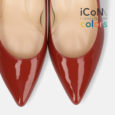 30%OFF:iCoN COLORS:ポインテッドトゥ エナメル パンプス(C57171)ガーネット/mamian(マミアン)