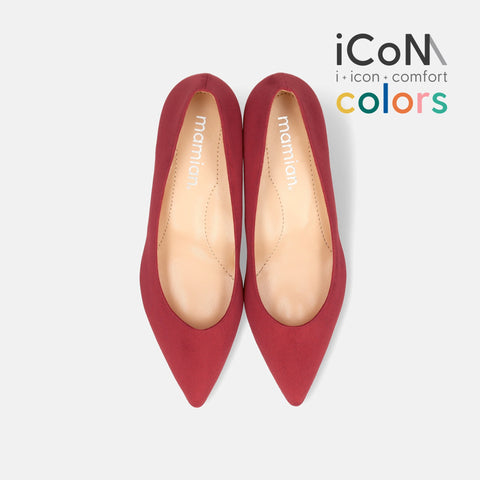 30%OFF:iCoN COLORS:ポインテッドトゥ スエード パンプス(C57172)ボルドーS/mamian(マミアン)