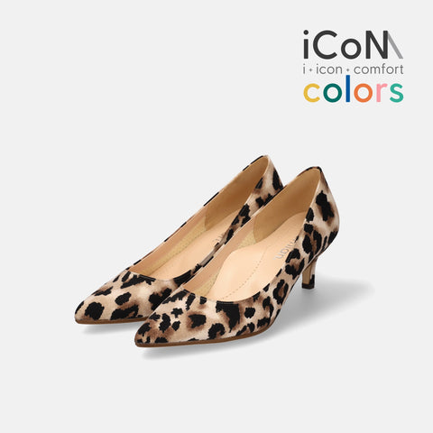 30%OFF:iCoN COLORS:ポインテッドトゥ スエード パンプス(C57172)BレオパードS/mamian(マミアン)