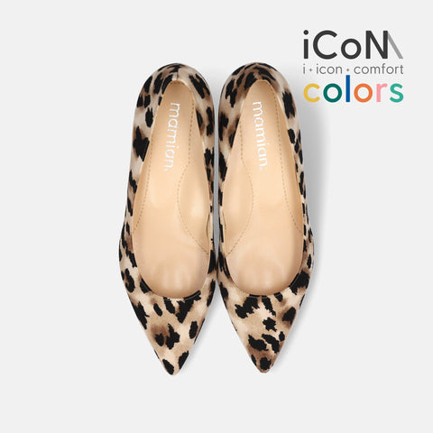 30%OFF:iCoN COLORS:ポインテッドトゥ スエード パンプス(C57172)BレオパードS/mamian(マミアン)