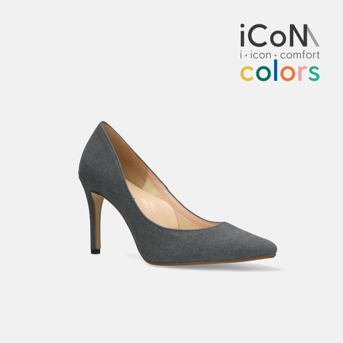 ラストワン30%OFF:iCoN COLORS:ポインテッドトゥ スエード パンプス(C9042)チャコールS/mamian(マミアン)