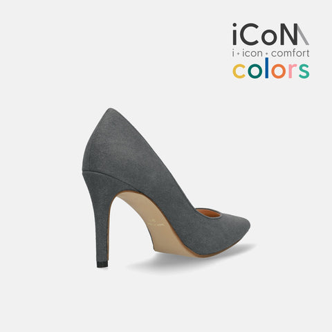 ラストワン30%OFF:iCoN COLORS:ポインテッドトゥ スエード パンプス(C9042)チャコールS/mamian(マミアン)