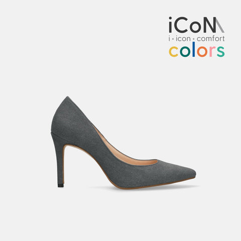 ラストワン30%OFF:iCoN COLORS:ポインテッドトゥ スエード パンプス(C9042)チャコールS/mamian(マミアン)