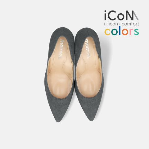 ラストワン30%OFF:iCoN COLORS:ポインテッドトゥ スエード パンプス(C9042)チャコールS/mamian(マミアン)
