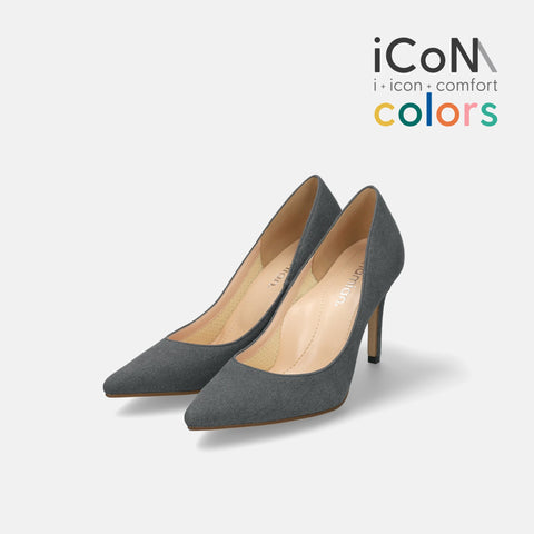 ラストワン30%OFF:iCoN COLORS:ポインテッドトゥ スエード パンプス(C9042)チャコールS/mamian(マミアン)