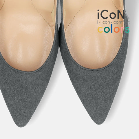 ラストワン30%OFF:iCoN COLORS:ポインテッドトゥ スエード パンプス(C9042)チャコールS/mamian(マミアン)