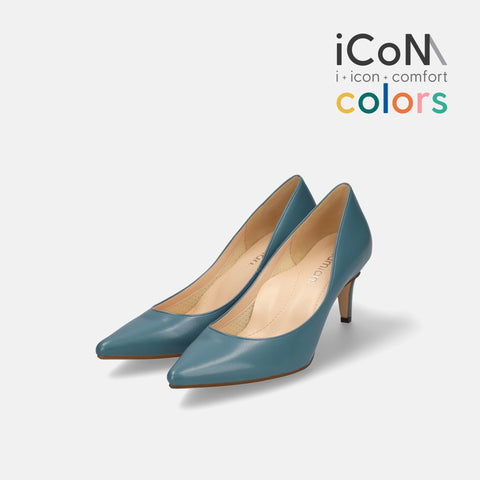 30%OFF:iCoN COLORS:ポインテッドトゥ スムース パンプス(C76533)アッシュブルー/mamian(マミアン)