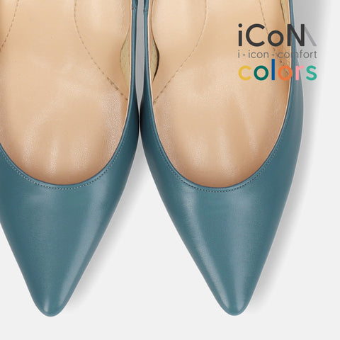 30%OFF:iCoN COLORS:ポインテッドトゥ スムース パンプス(C76533)アッシュブルー/mamian(マミアン)