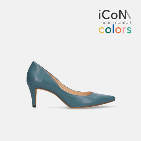 30%OFF:iCoN COLORS:ポインテッドトゥ スムース パンプス(C76533)アッシュブルー/mamian(マミアン)