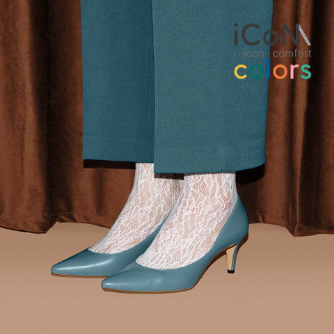30%OFF:iCoN COLORS:ポインテッドトゥ スムース パンプス(C76533)アッシュブルー/mamian(マミアン)