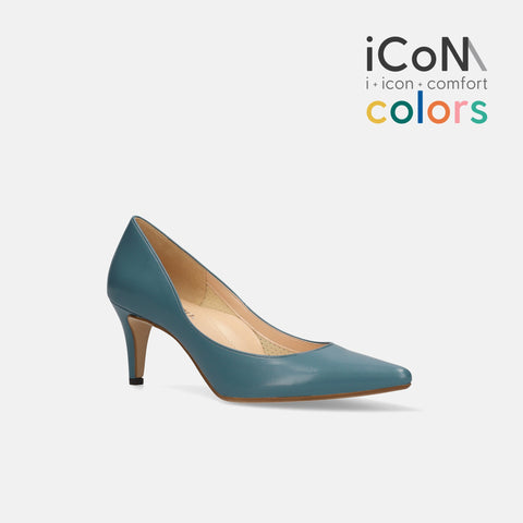 30%OFF:iCoN COLORS:ポインテッドトゥ スムース パンプス(C76533)アッシュブルー/mamian(マミアン)