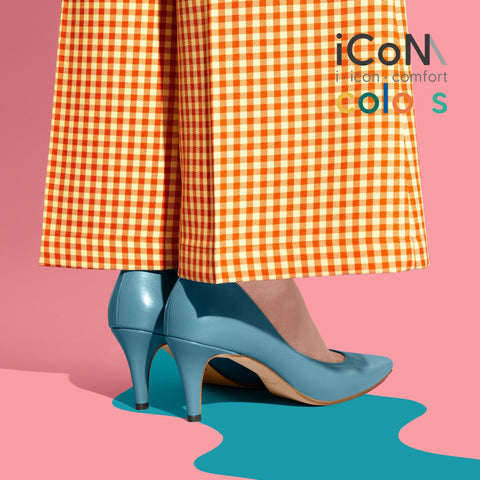 30%OFF:iCoN COLORS:ポインテッドトゥ スムース パンプス(C76533)アッシュブルー/mamian(マミアン)