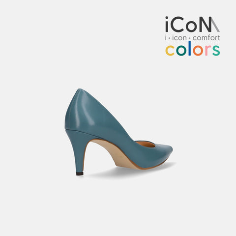 30%OFF:iCoN COLORS:ポインテッドトゥ スムース パンプス(C76533)アッシュブルー/mamian(マミアン)