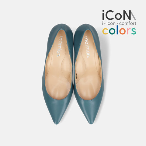 30%OFF:iCoN COLORS:ポインテッドトゥ スムース パンプス(C76533)アッシュブルー/mamian(マミアン)