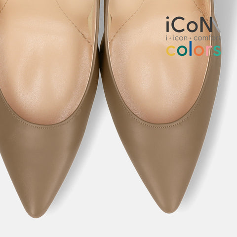 30%OFF:iCoN COLORS:ポインテッドトゥ スムース パンプス(C9043)ダークグレージュ/mamian(マミアン)