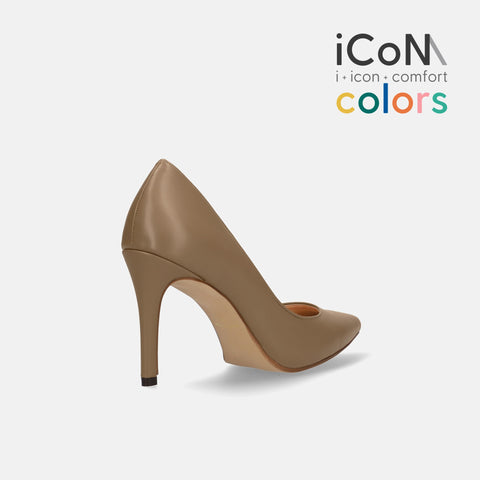 30%OFF:iCoN COLORS:ポインテッドトゥ スムース パンプス(C9043)ダークグレージュ/mamian(マミアン)
