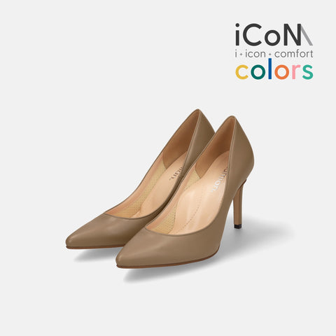 30%OFF:iCoN COLORS:ポインテッドトゥ スムース パンプス(C9043)ダークグレージュ/mamian(マミアン)