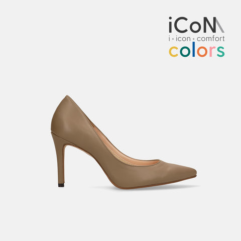 30%OFF:iCoN COLORS:ポインテッドトゥ スムース パンプス(C9043)ダークグレージュ/mamian(マミアン)