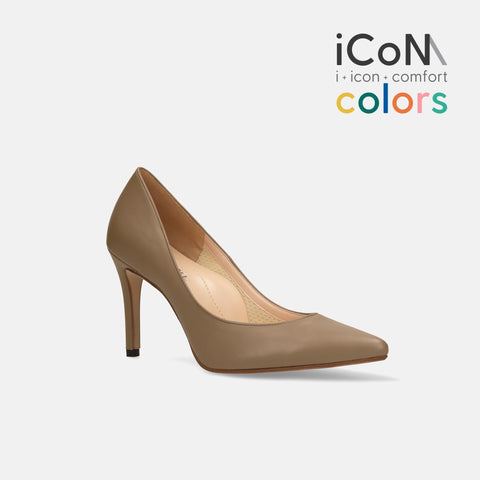 30%OFF:iCoN COLORS:ポインテッドトゥ スムース パンプス(C9043)ダークグレージュ/mamian(マミアン)