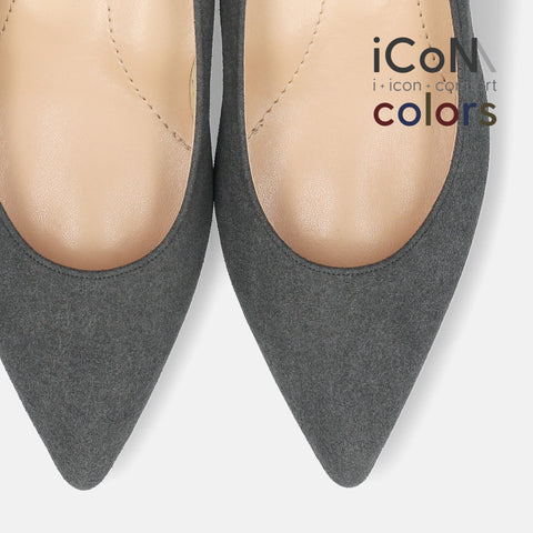 30%OFF:iCoN COLORS:ポインテッドトゥ スエード パンプス(C57172)チャコールS/mamian(マミアン)