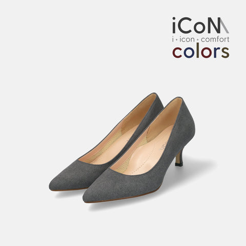 30%OFF:iCoN COLORS:ポインテッドトゥ スエード パンプス(C57172)チャコールS/mamian(マミアン)