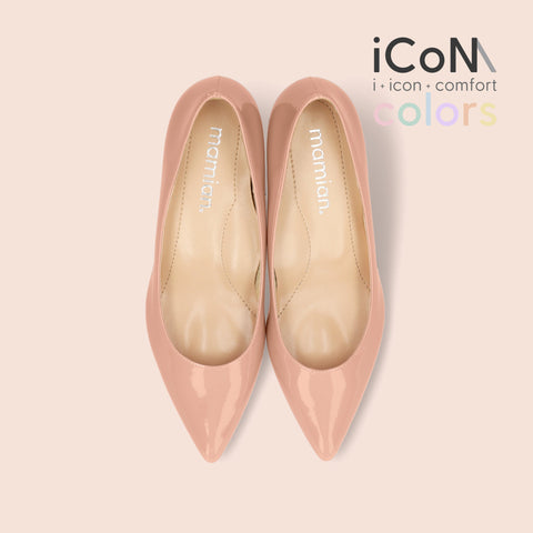 30%OFF:iCoN COLORS:ポインテッドトゥ エナメル パンプス(C57171)コーラル/mamian(マミアン)