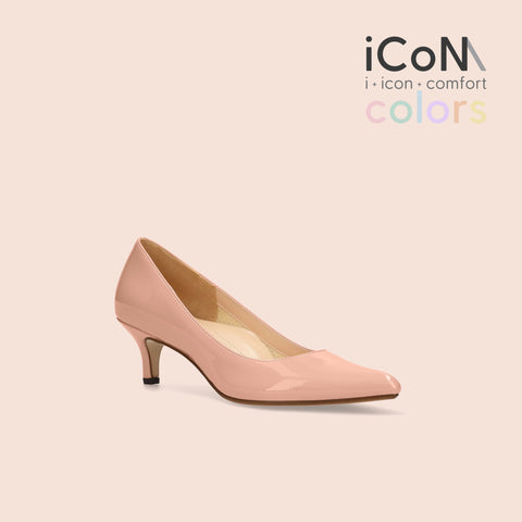 30%OFF:iCoN COLORS:ポインテッドトゥ エナメル パンプス(C57171)コーラル/mamian(マミアン)