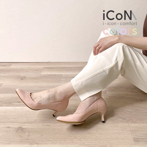30%OFF:iCoN COLORS:ポインテッドトゥ エナメル パンプス(C57171)コーラル/mamian(マミアン)