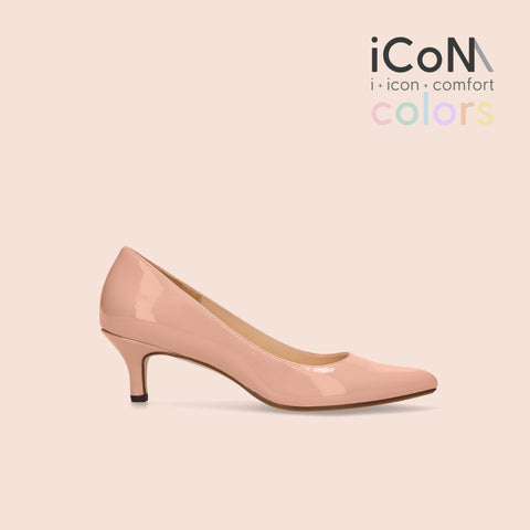 30%OFF:iCoN COLORS:ポインテッドトゥ エナメル パンプス(C57171)コーラル/mamian(マミアン)