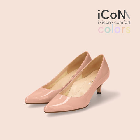 30%OFF:iCoN COLORS:ポインテッドトゥ エナメル パンプス(C57171)コーラル/mamian(マミアン)