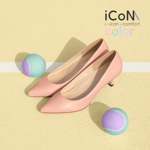 30%OFF:iCoN COLORS:ポインテッドトゥ エナメル パンプス(C57171)コーラル/mamian(マミアン)