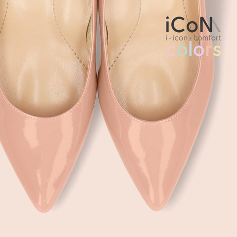 30%OFF:iCoN COLORS:ポインテッドトゥ エナメル パンプス(C57171)コーラル/mamian(マミアン)