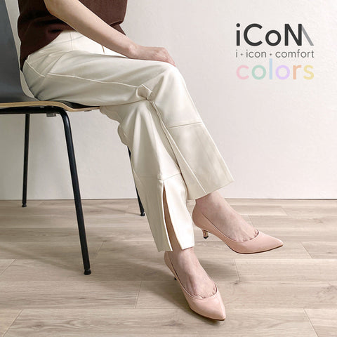 30%OFF:iCoN COLORS:ポインテッドトゥ エナメル パンプス(C57171)コーラル/mamian(マミアン)