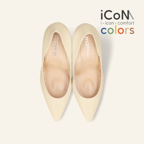 2025SS:iCoN COLORS:ポインテッドトゥ スムース パンプス(C9043)チャイ/mamian(マミアン)