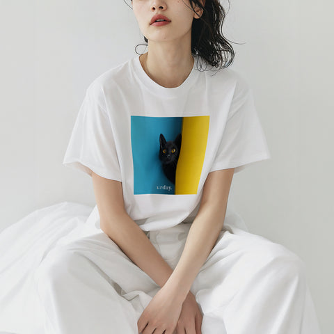 urday【Animal/Black Cat/BY】フォトTシャツ(2649413)ホワイト/urday(マミアン)