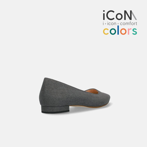 30%OFF:iCoN COLORS:ポインテッドトゥ スエード フラットシューズ(C20142)チャコールS/mamian(マミアン)