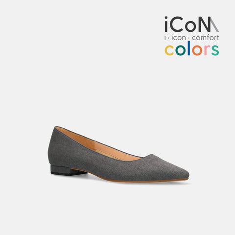 30%OFF:iCoN COLORS:ポインテッドトゥ スエード フラットシューズ(C20142)チャコールS/mamian(マミアン)