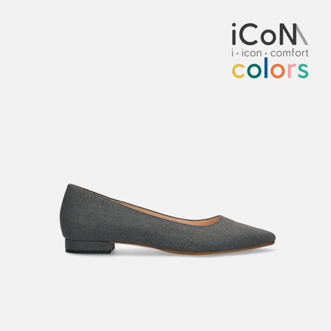 30%OFF:iCoN COLORS:ポインテッドトゥ スエード フラットシューズ(C20142)チャコールS/mamian(マミアン)
