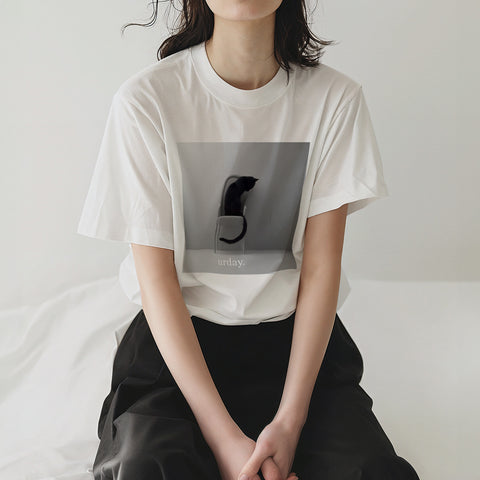 urday【Animal/Black Cat/WB】フォトTシャツ(8064391)ホワイト/urday(マミアン)