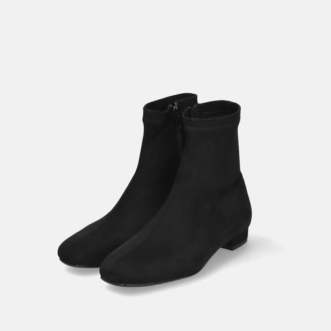 60%OFF:スクエアトゥ ストレッチフラットブーツ(3376)ブラックS/mamian(マミアン)