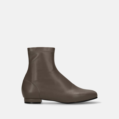 60%OFF:スクエアトゥ ストレッチフラットブーツ(3376)グレージュ/mamian(マミアン)