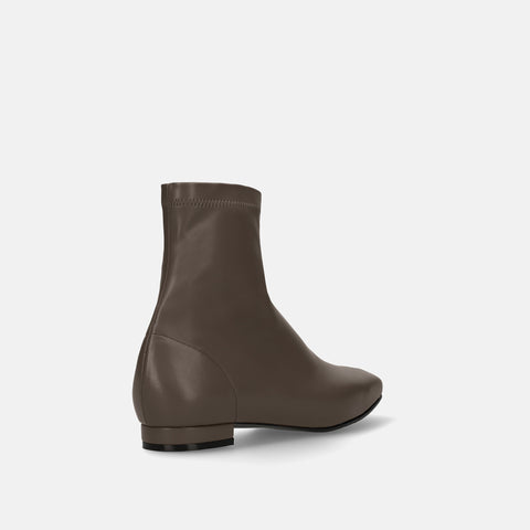 60%OFF:スクエアトゥ ストレッチフラットブーツ(3376)グレージュ/mamian(マミアン)