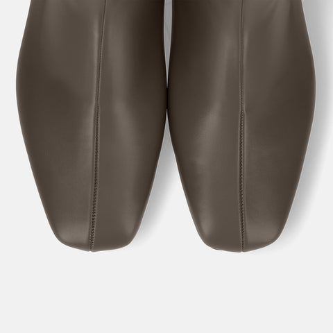 60%OFF:スクエアトゥ ストレッチフラットブーツ(3376)グレージュ/mamian(マミアン)