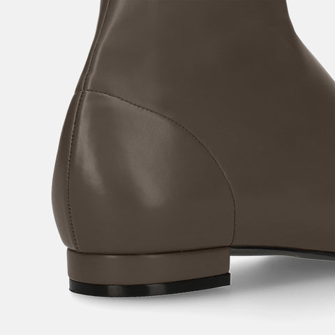 60%OFF:スクエアトゥ ストレッチフラットブーツ(3376)グレージュ/mamian(マミアン)