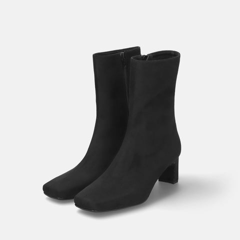 60%OFF:ワイドスクエアトゥ ショートブーツ(5400)ブラックS/mamian(マミアン)