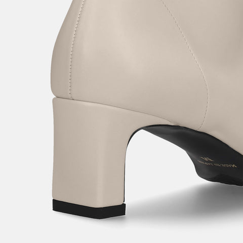 60%OFF:ワイドスクエアトゥ ショートブーツ(5400)ライトグレージュ/mamian(マミアン)