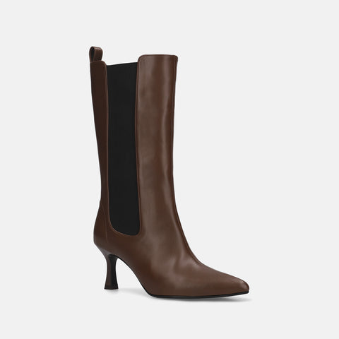 50%OFF:サイドゴア ミドルブーツ(m72009)ブラウン/mamian(マミアン)